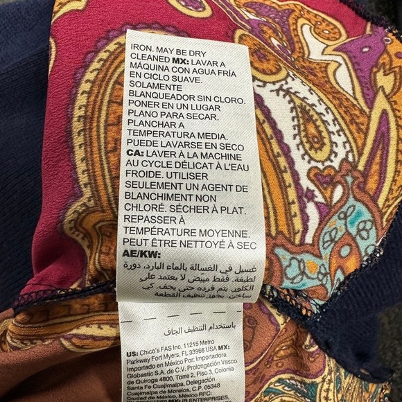 Chico's Navy Open Front Cardigan with Paisley Lining - Picture 7 of 12